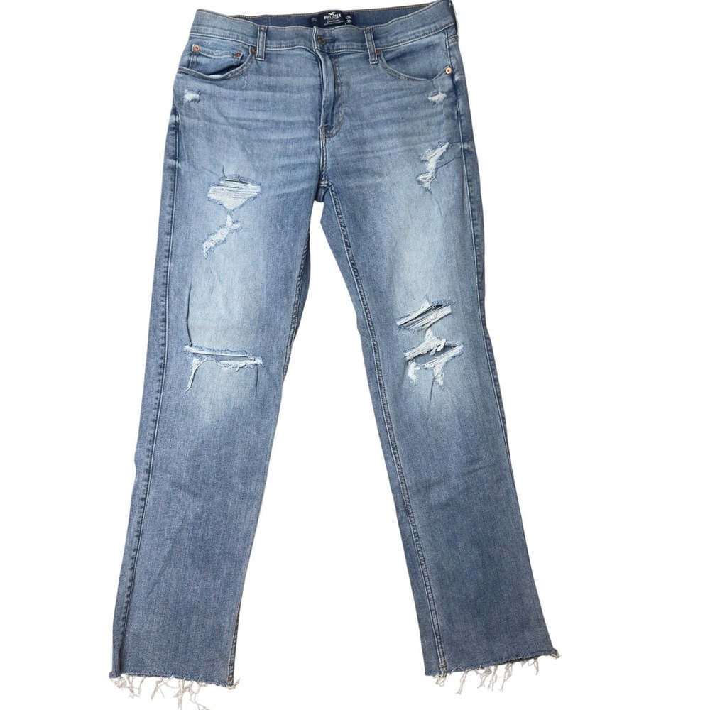 Hollister Men's Jeans 34 X 32 Slim Straight‎ Leg Distressed Frayed Hem festival